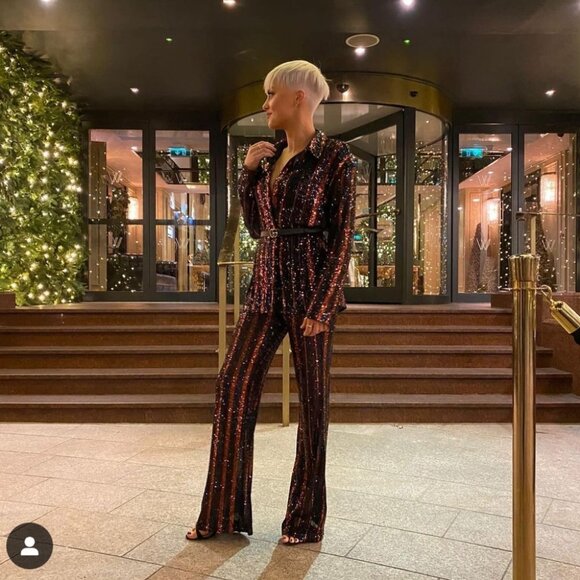 NWT Zara Sequins Flared Pants S Black Orange Party Event - Picture 2 of 6